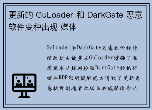 更新的 GuLoader 和 DarkGate 恶意软件变种出现 媒体