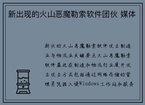 新出现的火山恶魔勒索软件团伙 媒体